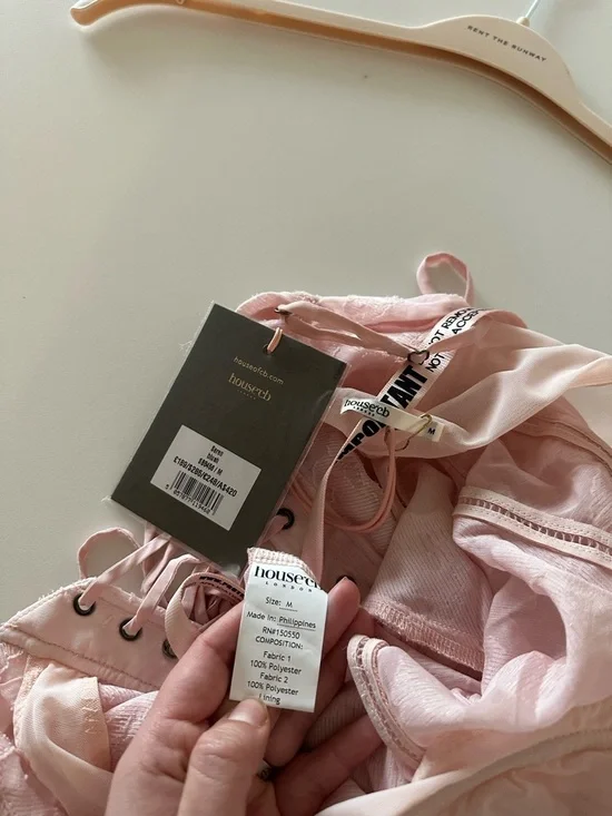 NEW House Of CB Seren Pink Floral Lace Back Maxi Dress Gown Romantic M A-C - Picture 7 of 8